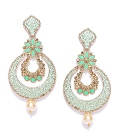 Zaveri Pearls Gold Tone Beautifully Enamelled Dangle & Drop Earring For Women-ZPFK7345