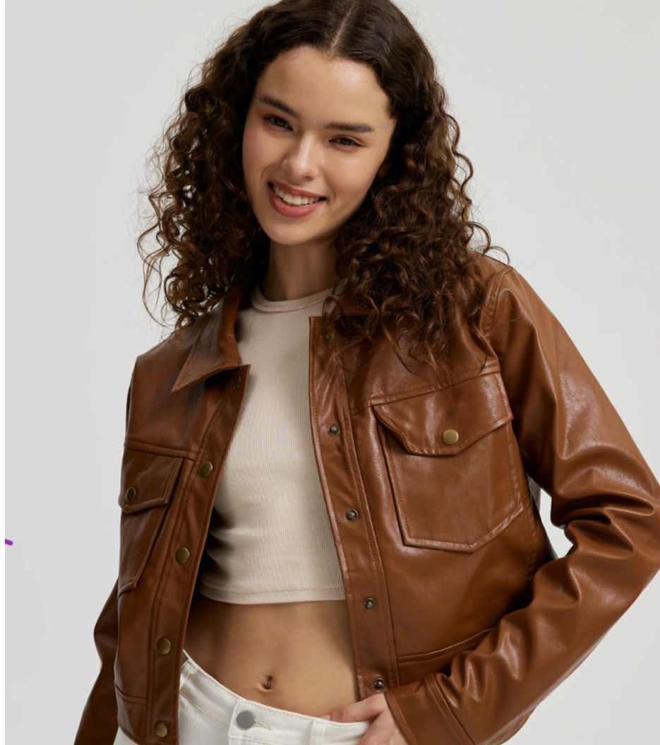 Faux Leather jacket ( USE CODE: TANGL23 ,for additional Discount)