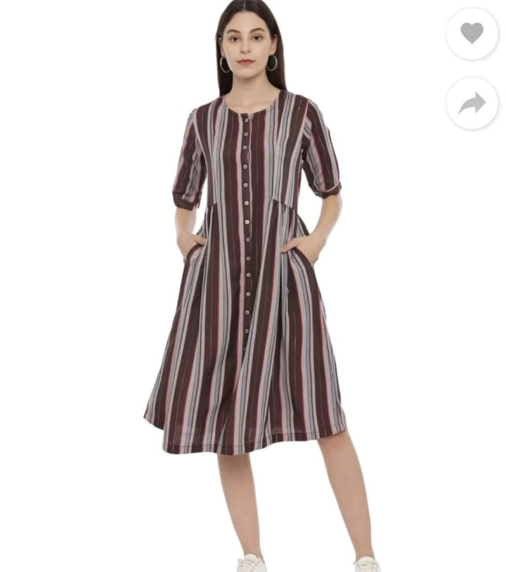 ELLEORA Women Fit and Flare Brown Dress - Buy ELLEOR...