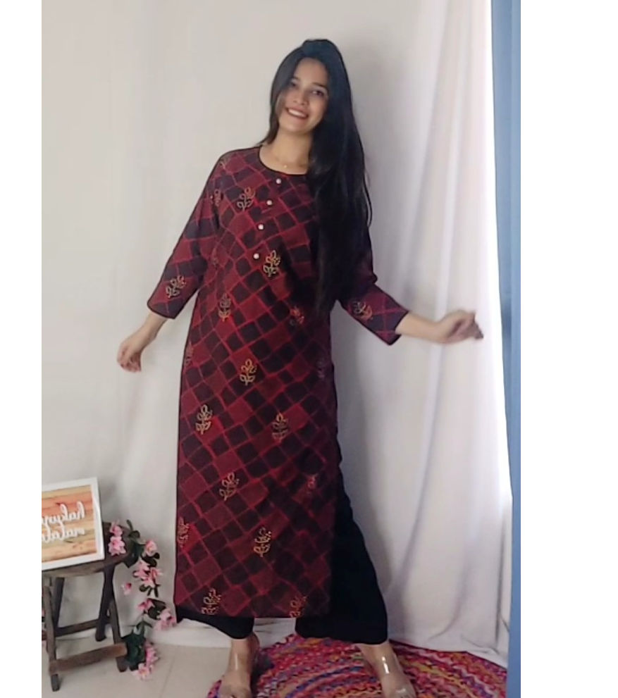 Indian Kurti for Womens With Pant | Art Silk Embellished Flared Kurta  Dupatta Kurtis Dress For Women Tops Maroon at Amazon Women's Clothing store