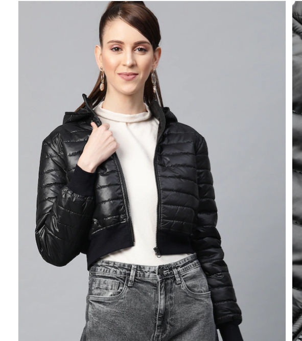SASSAFRAS Women Black Solid Cropped Puffer Jacket