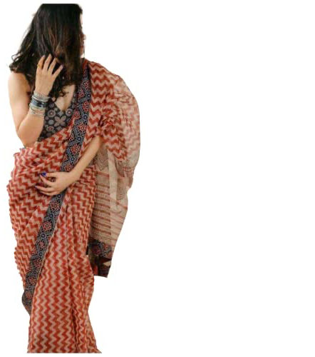 ANNI DESIGNER Women's Kota Chex Printed Saree Without Blouse Piece (Firangi New)